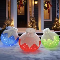 35in Pop- Outdoor Christmas Holiday Yard Decoration Warm White LED (3- Piece)