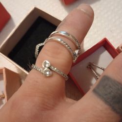 All Real Silver Pandora Rings Size 7