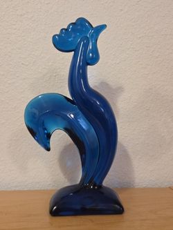 MCM 1964 Viking Epic Kellogg Blue Bluenique Glass Rooster 