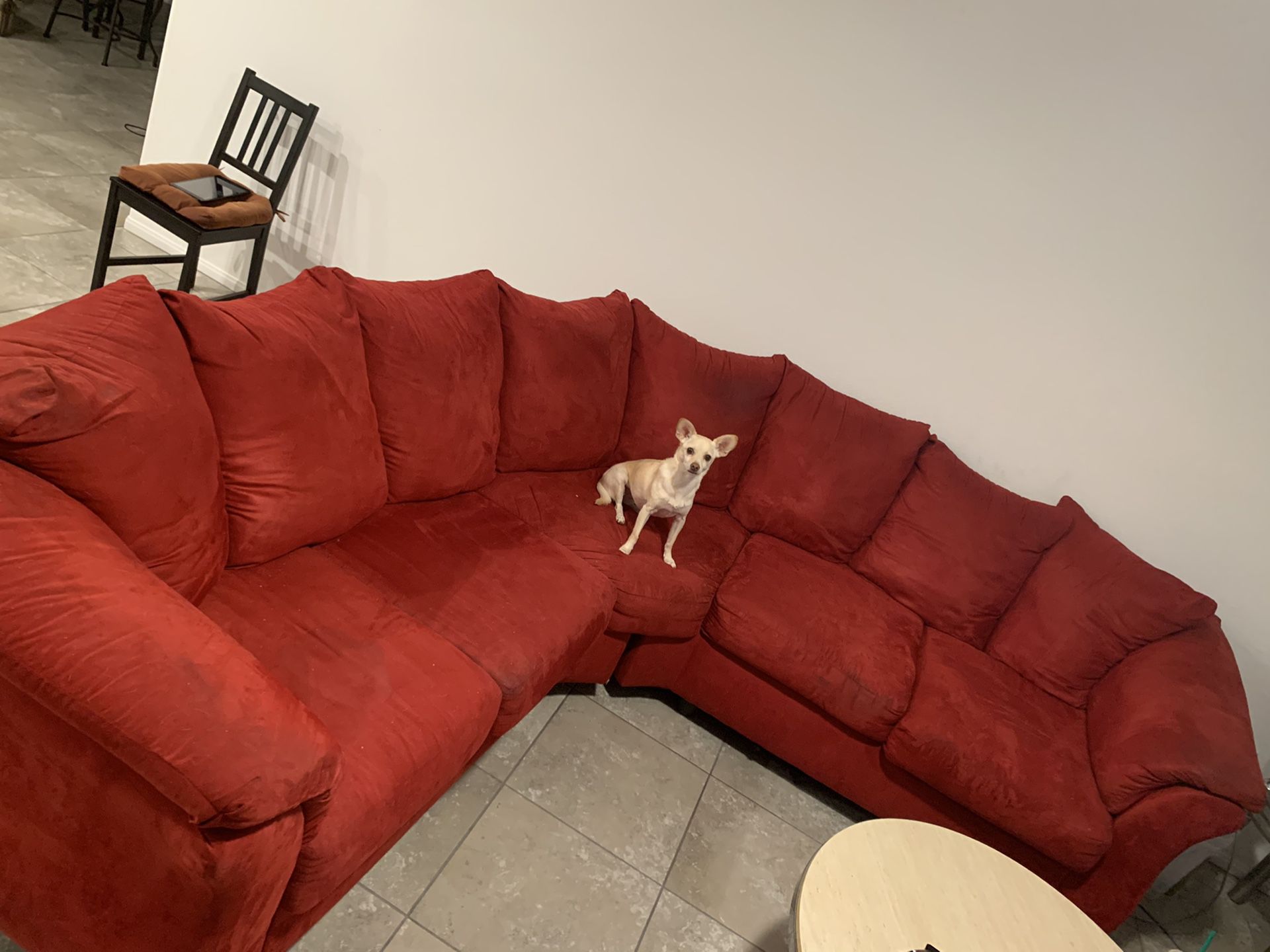 Red sectional couch / sofa