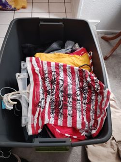 Big Bin Full of Clothing and some Shoes