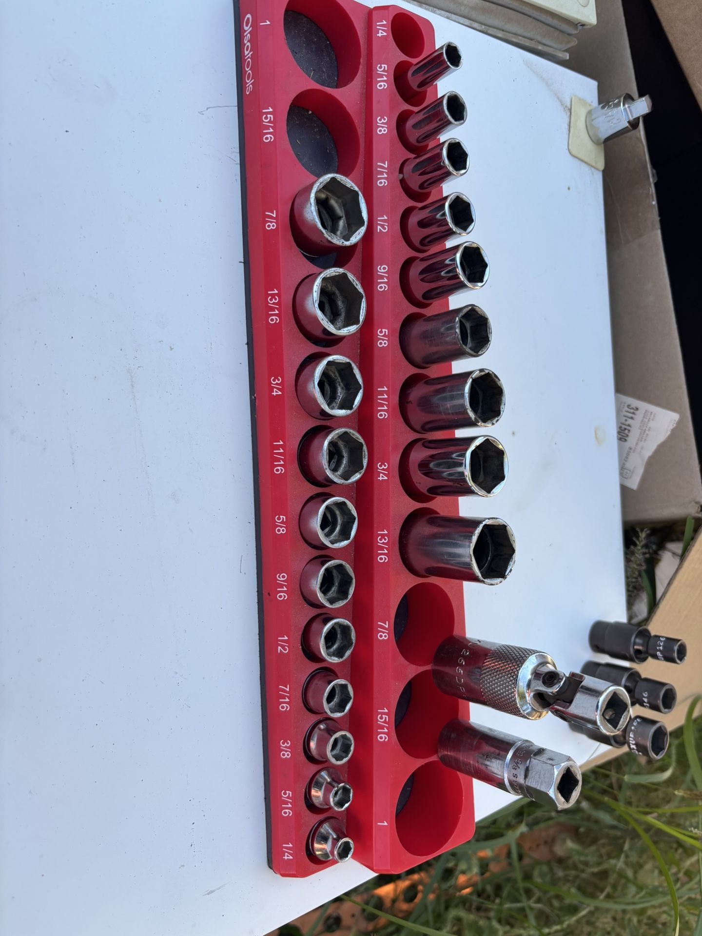 Snap On 3/8 Sae Sockets W/ Rack And Spark Plug Sockets 