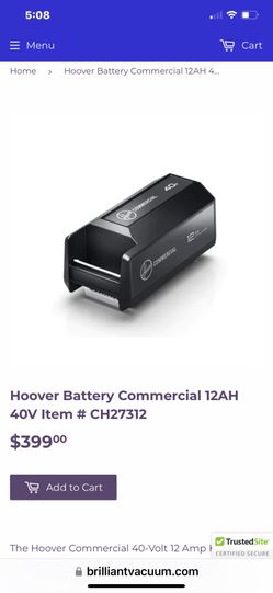 Hoover Battery Commercial 12AH 40V 