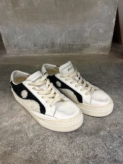 Soludos Women’s White/Black Polka Dot Leather Low Top Lace Up Sneakers