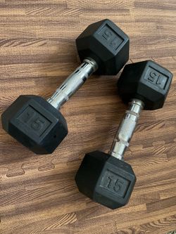 Barbell 15lb rubber hex dumbbells