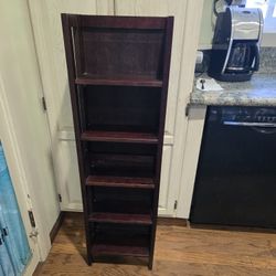 Wood Bookshelf Tall Narrow With Fold Up Shelves