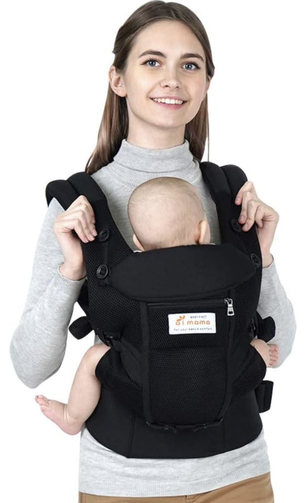 Baby Carrier, 360 All Carry Positions Soft Infant Carrier Front and Back with Hood and Neck Support,