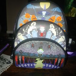 Loungefly Nightmare Before Christmas Glow Triple Pocket Mini Backpack and Wallet