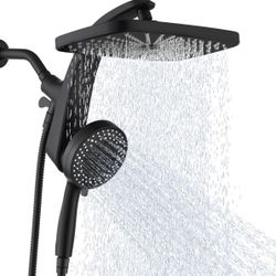 High Pressure Rain Shower Head: Upgrade Shower Heads with Handheld Spray Combo with Fixed Showerhead and 10 Sprays Handheld Shower Head, Detachable Sh