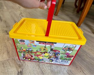 DIY Building Blocks Car Set with Storage Bin