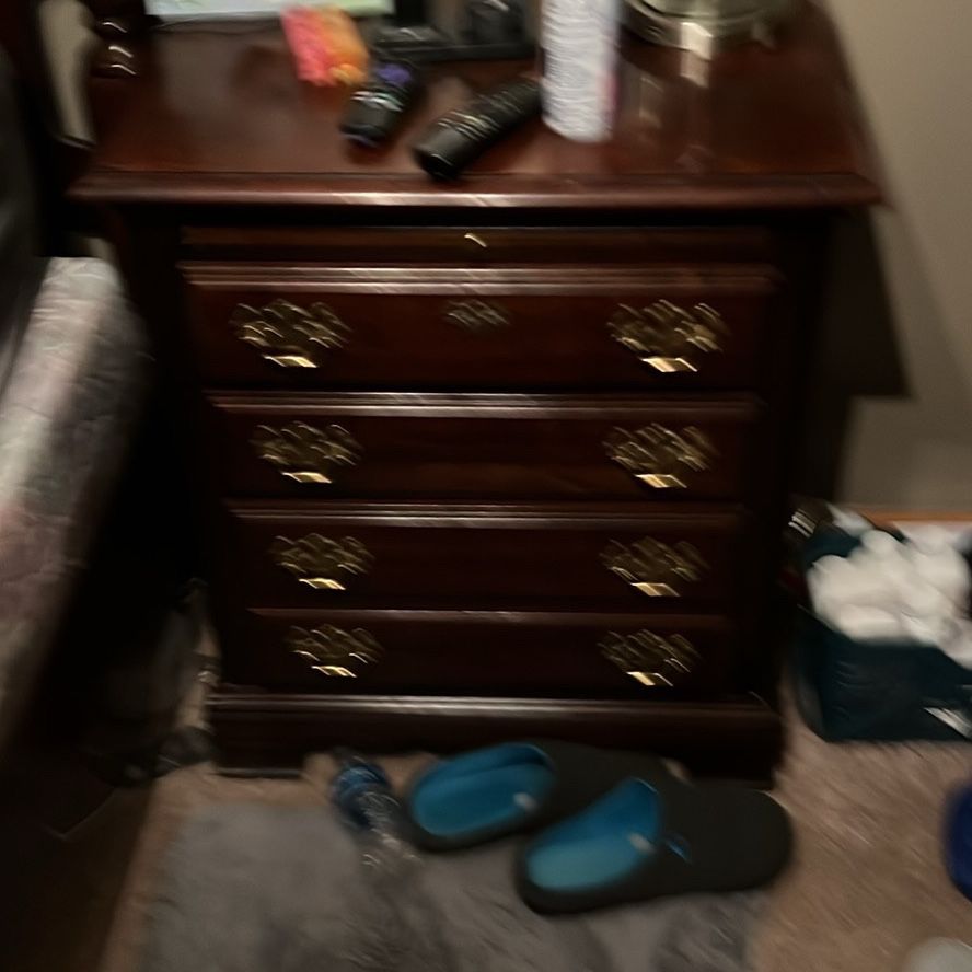 Full Cherry Bedroom Suit, Armoire Bed Without Mattress Just Frame Dresser With Mirror And Armoire And Bedside Table