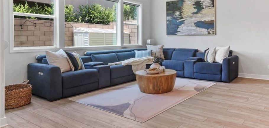 Navy Modular Sectional Sofa / Couch With Bonus Power Consoles
