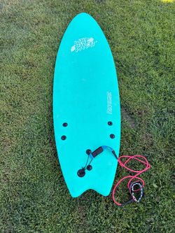 Like new Catch Surf Tina Cohen 6’ performer fish surfboard, turquoise, like new