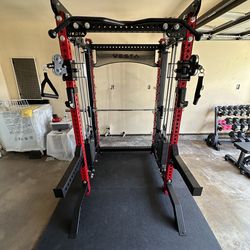 PRO SERIES Ultimate 3-1 Half Rack Functional Trainer w/Smith Machine Bar | 400lb Stack | Gym Equipment | Fitness | Commercial | Squat Rack