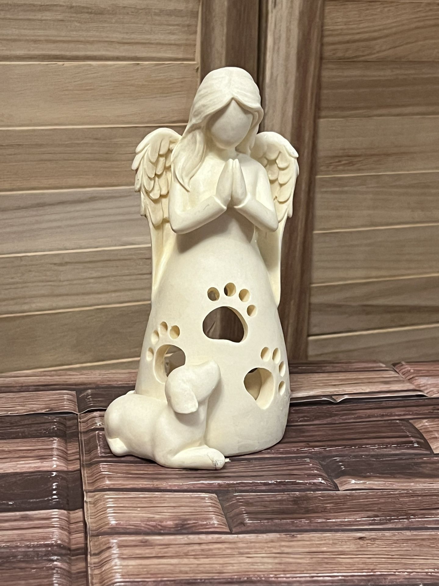 Angel with Dog Candle Holder
