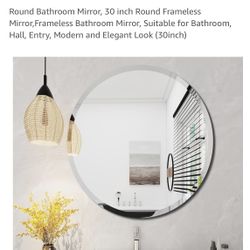 Round Bathroom Mirror, 30 inch Round Frameless