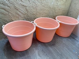 3 Huge Pink Plastic Tubs with Rope Handles - $10 EACH - See My Other Items 😀