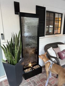 Mirror Waterfall Fountain with Stones and Lights Alpine Corporation Brand New