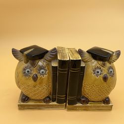 Vintage Scholarly Owl Bookends 