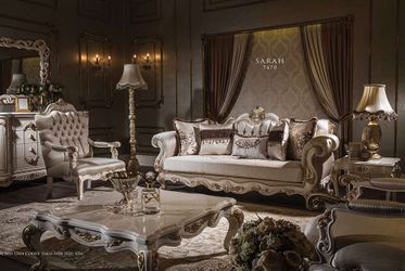 Handmade Baroque Living Room Set — Sarah 7470 Solid Wood