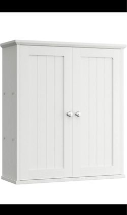 White Wall-Mounted Storage Cabinet Double Door