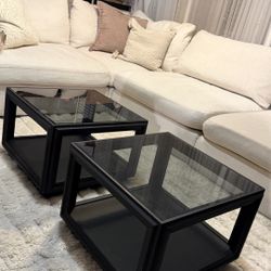 Set Of 2 Modern Cube End Tables/ Coffee Table 