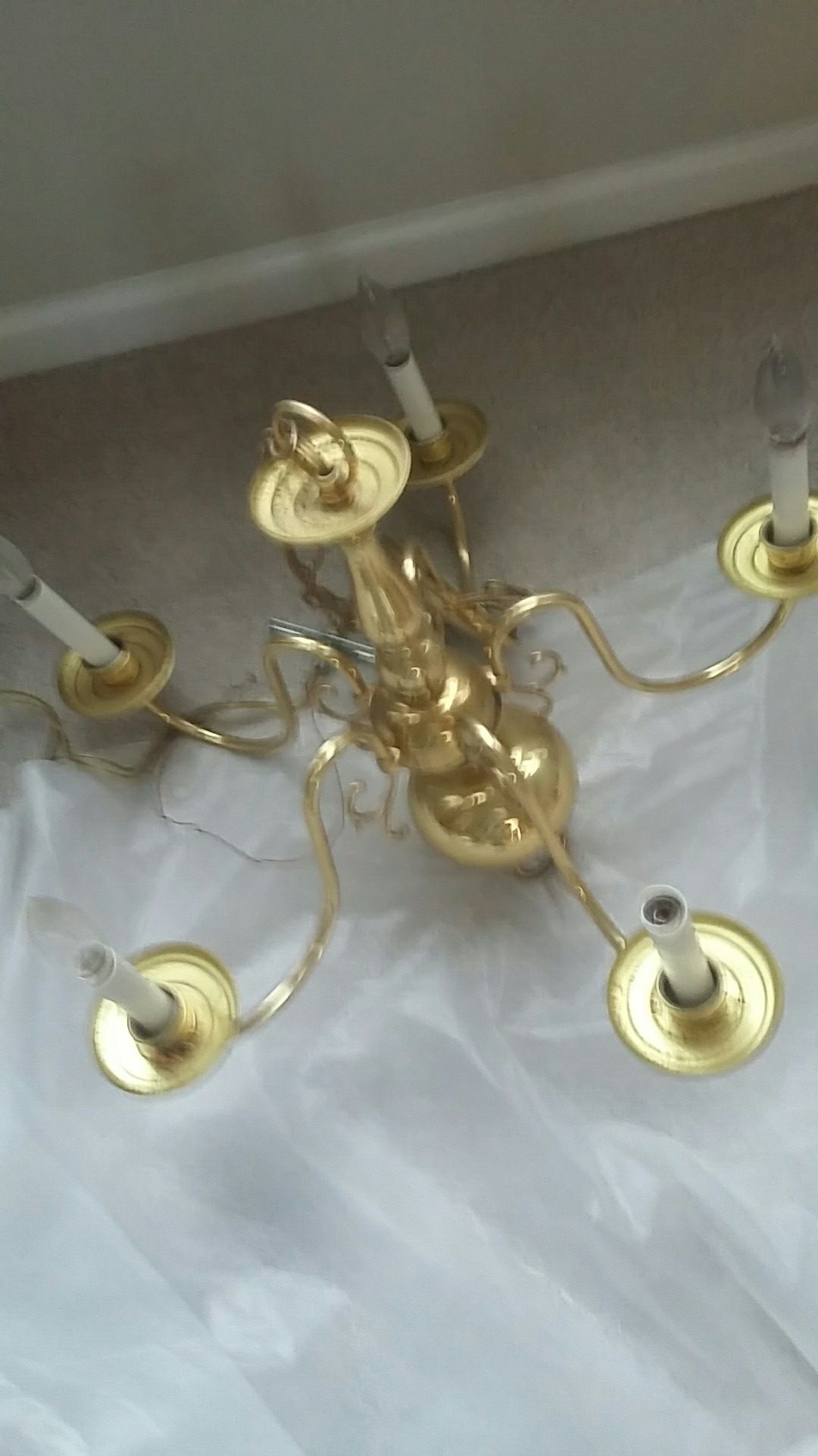 Gold / Polished Brass Five (5) Light Chandelier