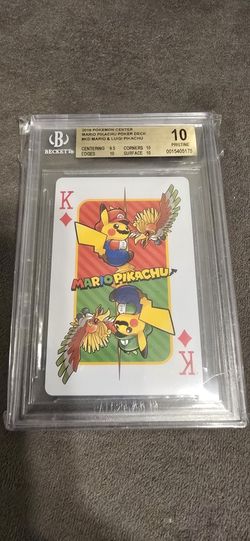 2016 POKEMON CENTER MARIO PIKACHU PLAYING CARDS KING OF DIAMONDS BGS 10
