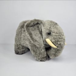 Vintage Nakajima Grey Elephant Medium Plush African Asian Realistic Zoo Animal