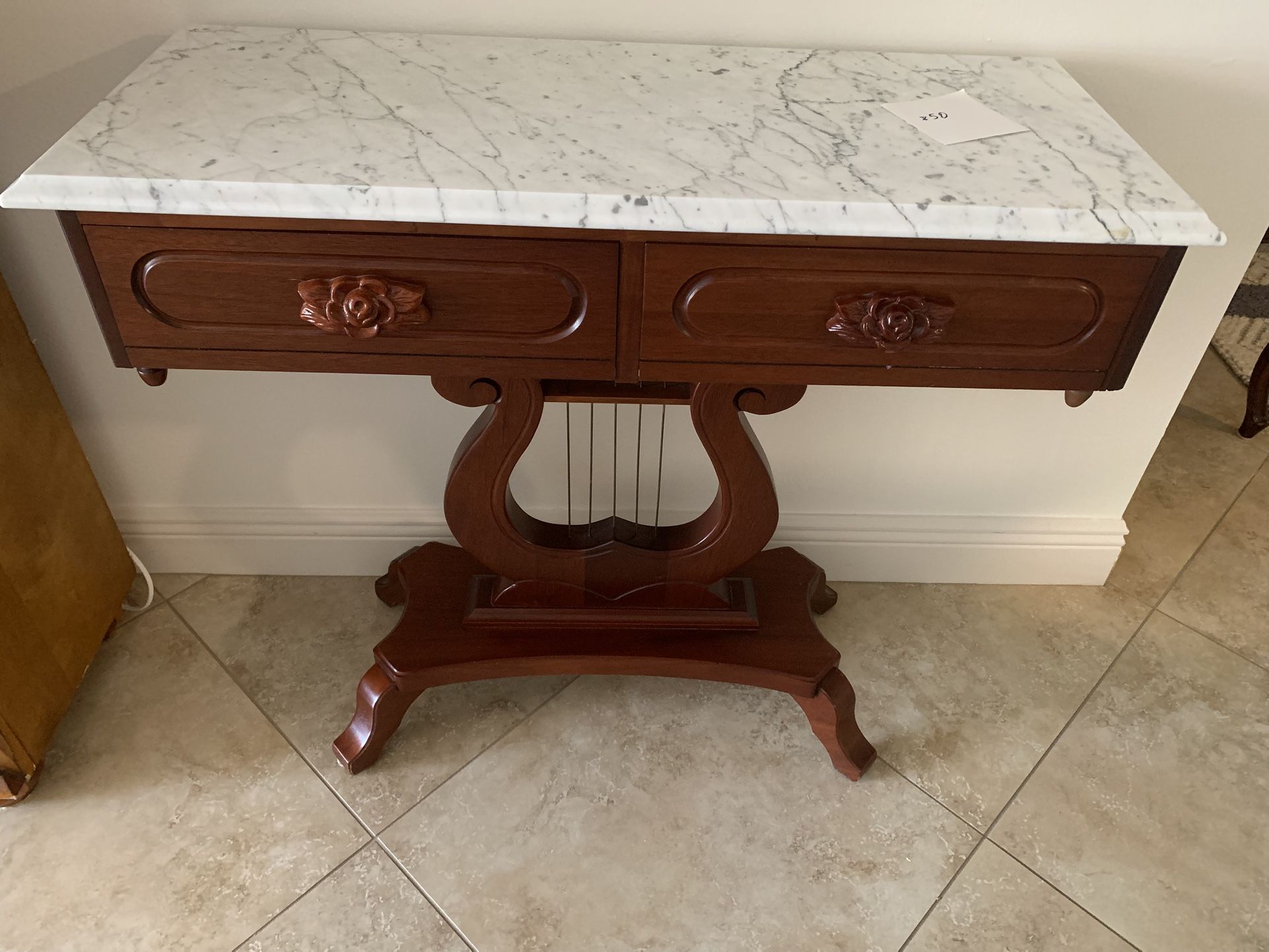 A side table in marble