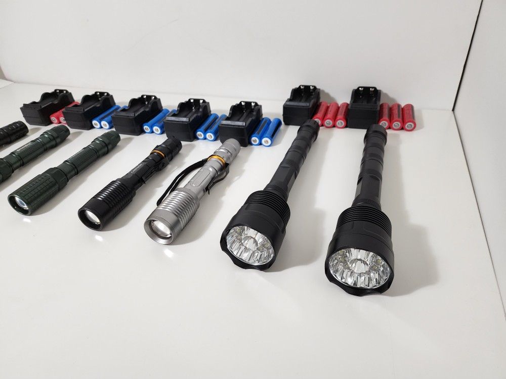 7pcs 13 Led, Castnoo Skywolfeye Probe Shiny & L2 T6 LED 5Modes Flashlight Aluminum Focus Torch Lot