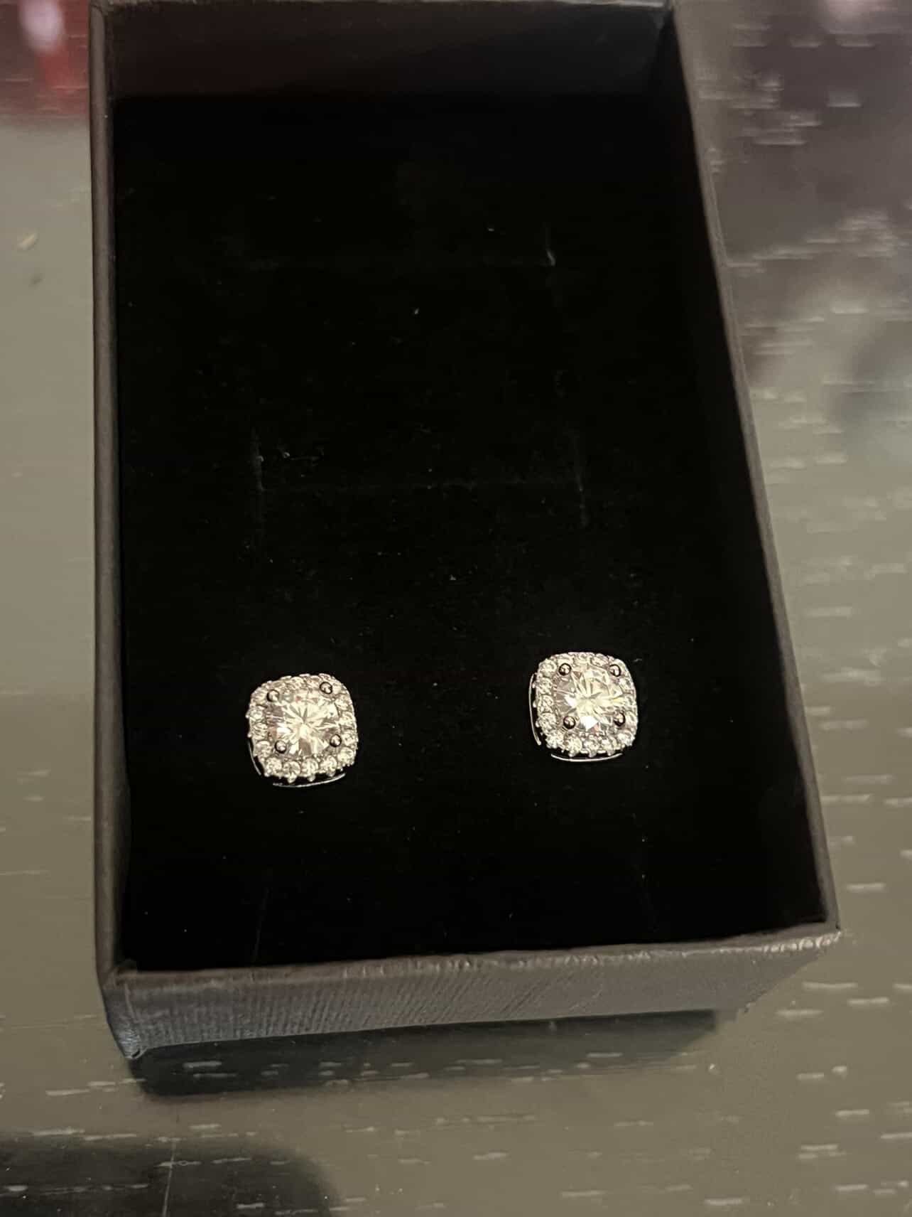 Square Halo Earrings Moissanite