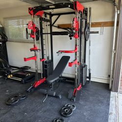 Smith Machine 200 | Adjustable Bench | 245lb Cast Iron Olympic Weights | 7ft Olympic Bar | Fitness | Gym Equipment | FREE DELIVERY/INSTALLATION 🚚 🛠️