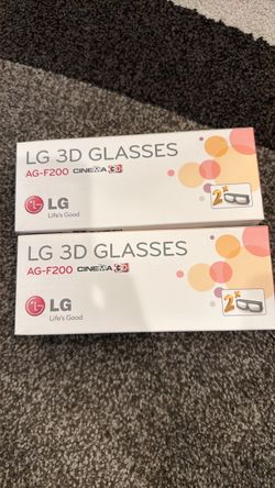 LG Cinema 3D glasses, model AG-F200, designed for passive 3D televisions and monitors.