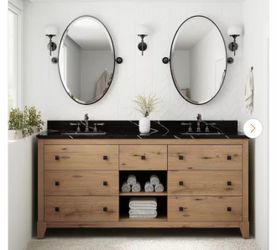 Burwood 72 in. Double Sink Seadrift Bath Vanity with Black Marquina Quartz Top (Assembled)