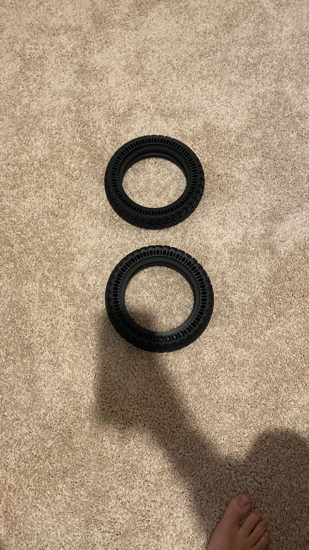 9" by 2.25" airless tires