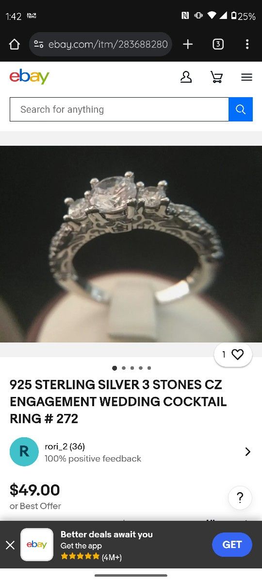 Ring No Clue What Size , It's Sterling Silver Wedding Cocktail Engagement Ring I'll Take 20 For It