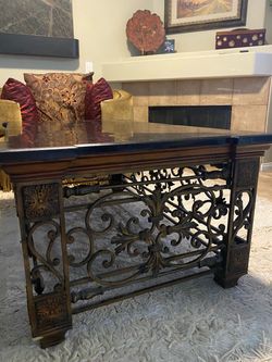 Marble/Wrought Iron Designer Coffee Table