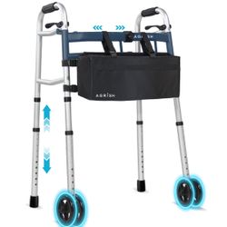Folding Narrow Walker For Seniors – Width & Height Adjustable Walker, Lightweight Standard Walker For Elderly, Walkers For Seniors, Disabled, Bariatri