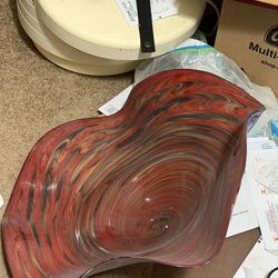 hand-blown studio art glass centerpiece bowl