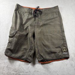 Vintage Billabong Board Shorts Men’s 38 Brown Plaid Surf Skate Y2K Baggy#3C
