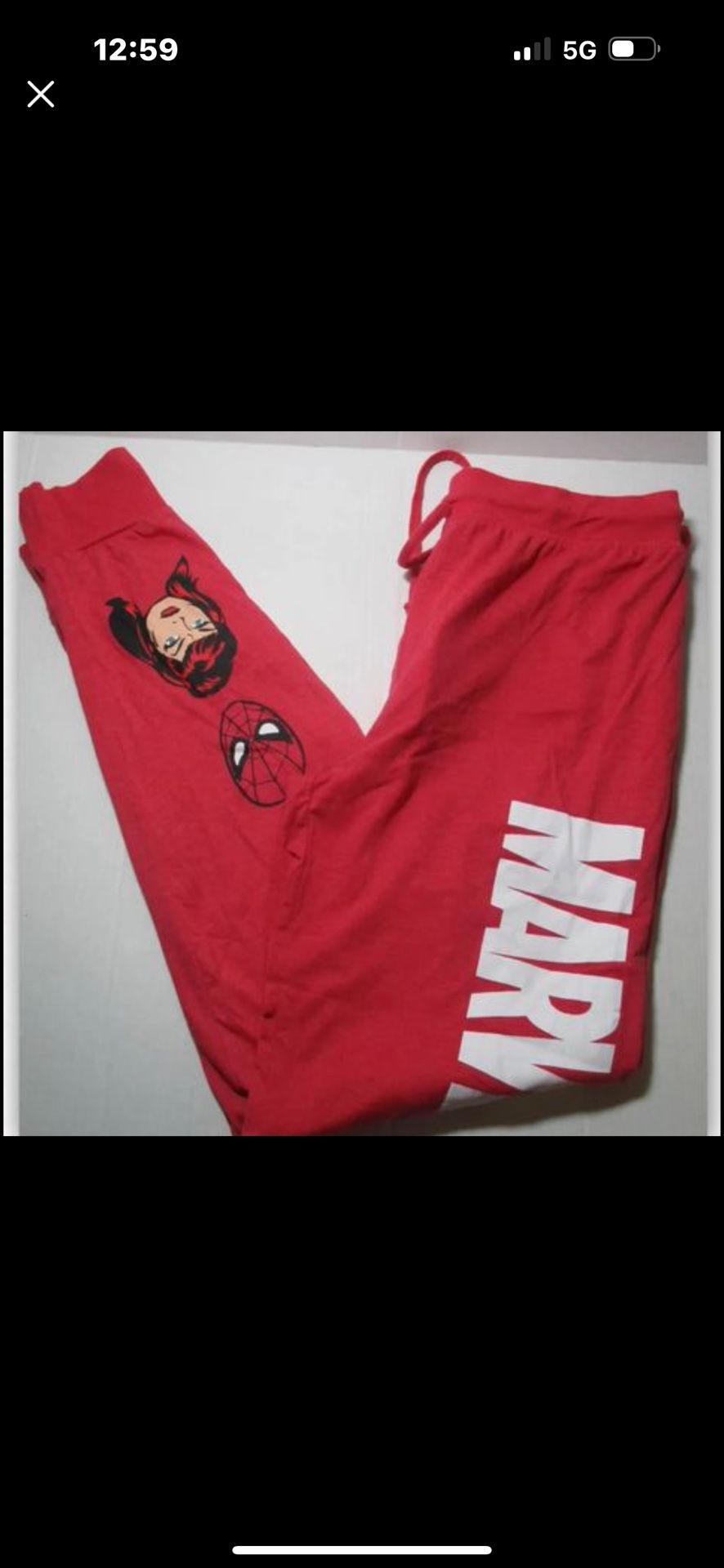 Marvel men's Jogger sleep pants elastic tie pockets Characters & logo Red Size XL
