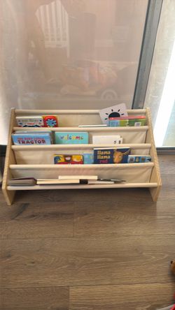 Kids Wooden Book Display Rack