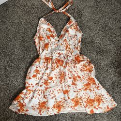 Orange Floral Corset Dress