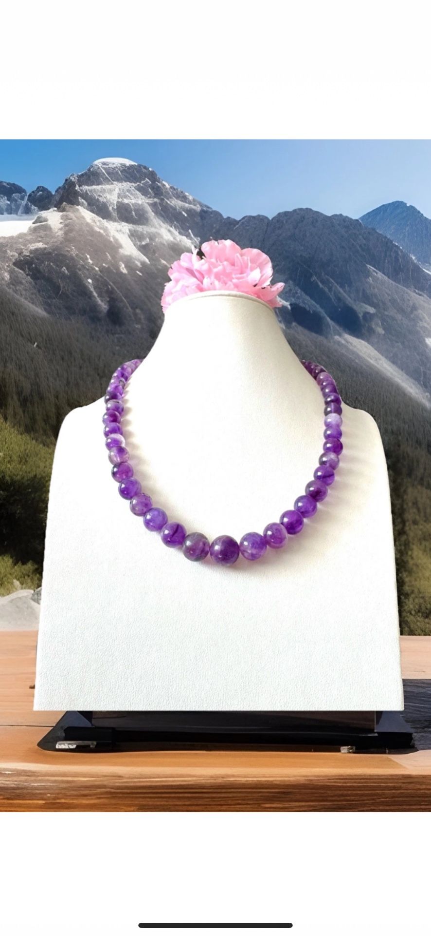 Elegant & Vintage Earth Mined Graduated,Marbled Natural Amethyst Gemstone Necklace 20”in & 60grams