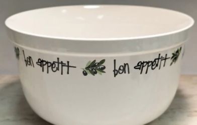 Heavy Duty Pasta Serving Bowl California Pantry Olives "bon appetit" Spaghetti