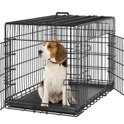 36 Inch Dog Crate Double Door Dog Crate W/Divider for Puppy to Adult Collapsible