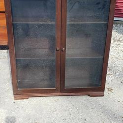 Vintage Walnut Wood Display Cabinet 