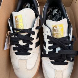 adidas Samba OG Womens Shoes Size 6, Color: Cream White/Core Black/Sand Strata