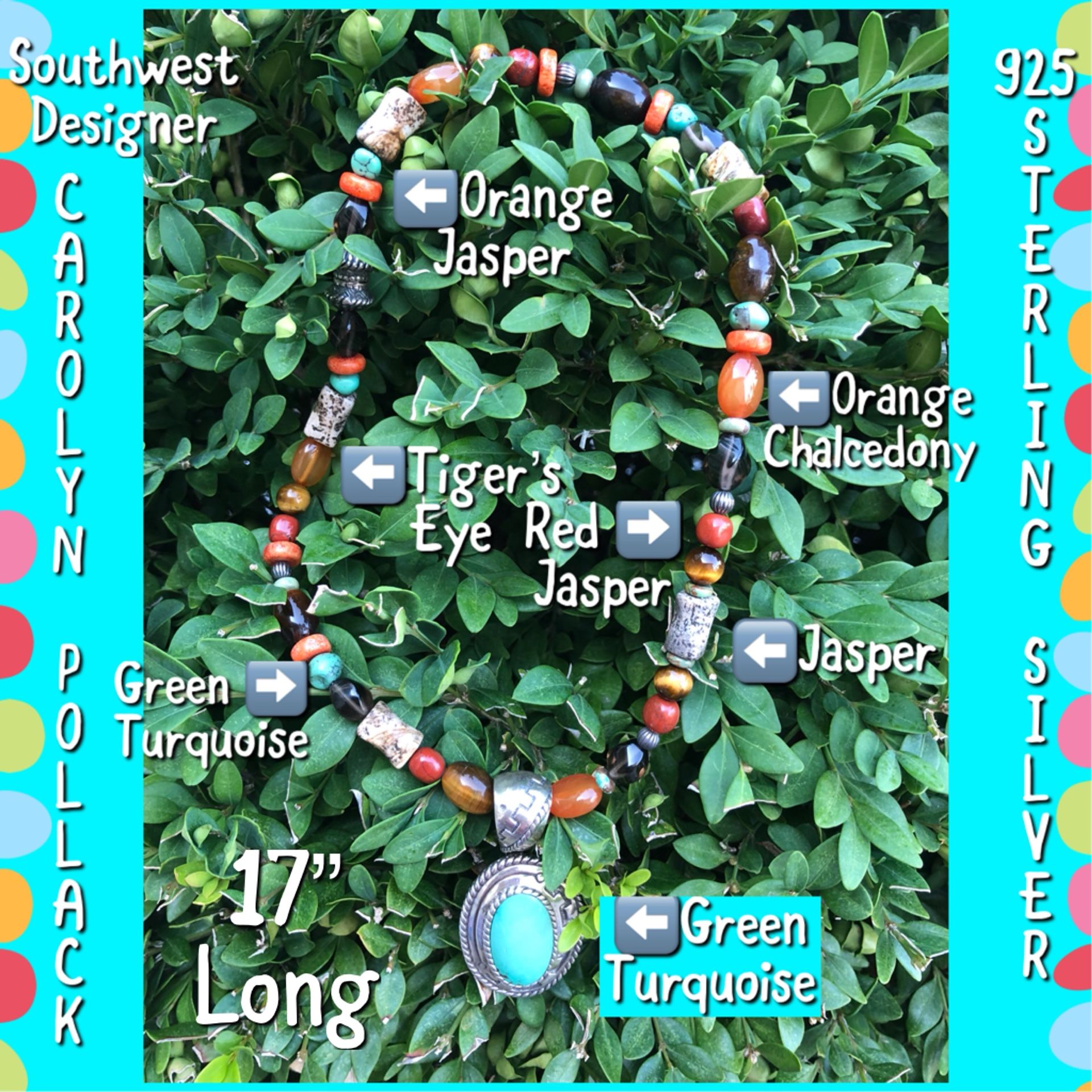 Carolyn Pollack Relios Sterling Beaded Necklace 17”